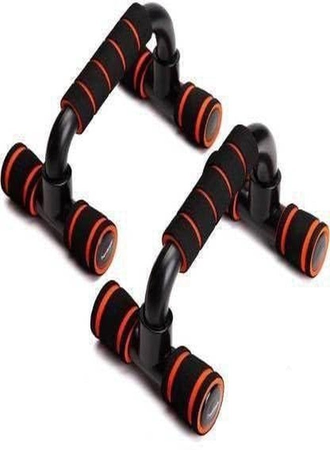 Owlix Fitness Adjustable Push up/dip Stand pushp bar (Black, Orange) Push-up Bar (Black, Red) - Image 1