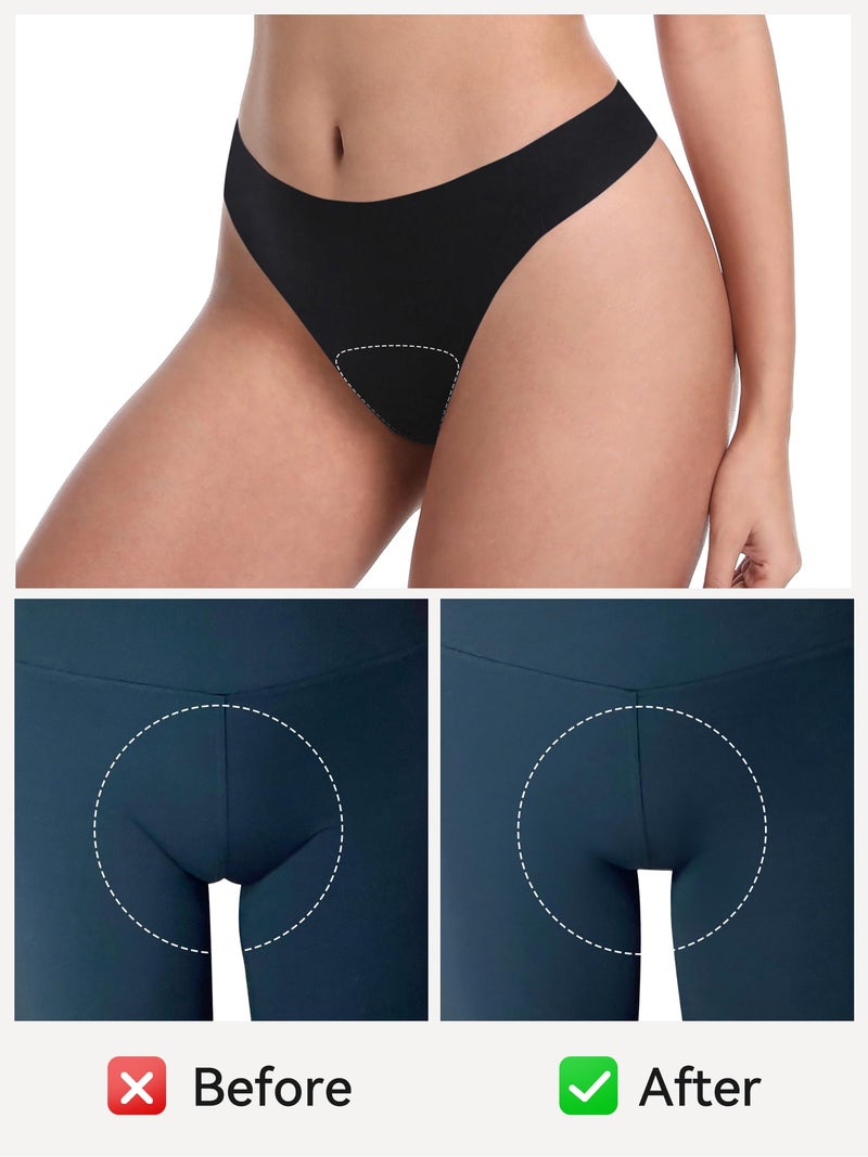 LUCKMEEY Cotton Thongs for Women Seamless Thongs for Women No Show Thong Panty Liners Workout G-String Thongs Underwear 3P-2P Black+1P Oatmilk Skin Medium - Image 3