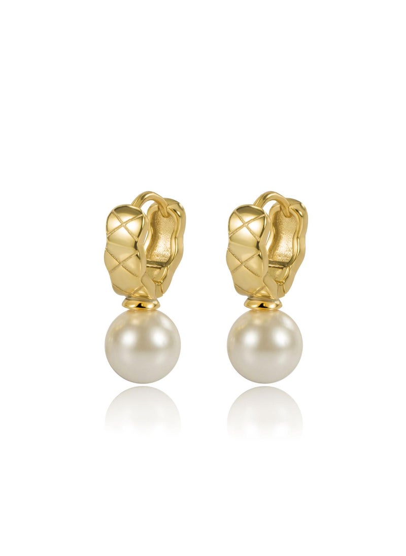 Y&D - 18K Gold Checkered Pearl Earrings for Women - Image 1
