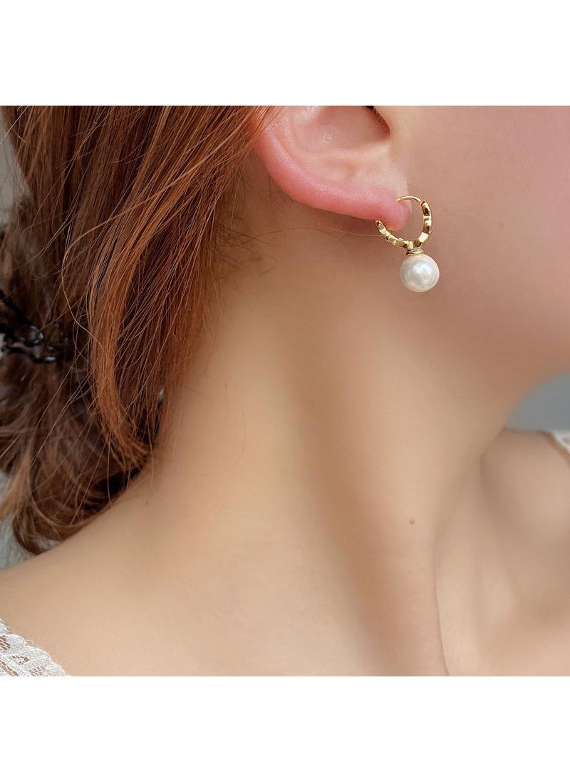 Y&D - 18K Gold Checkered Pearl Earrings for Women - Image 1
