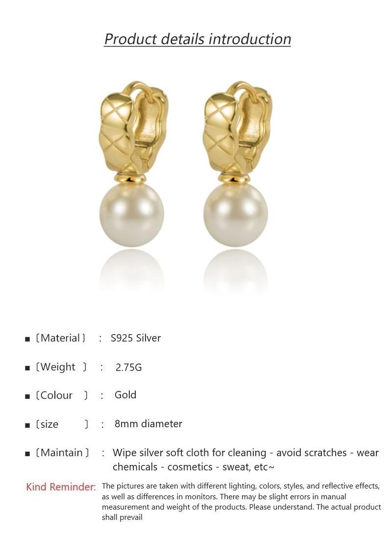 Y&D - 18K Gold Checkered Pearl Earrings for Women - Image 1