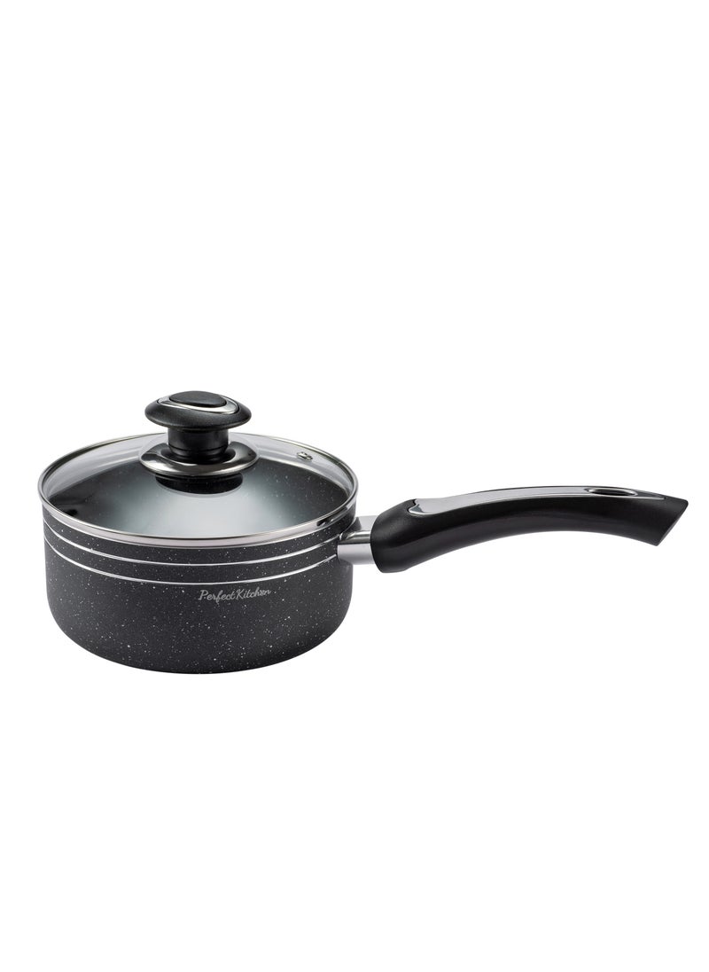 PERFECT KITCHEN 7 pieces Perfect Cooking Set Aluminum Pots Coated With Granite Non-Stick
Black With Glass Lids  - Image 4
