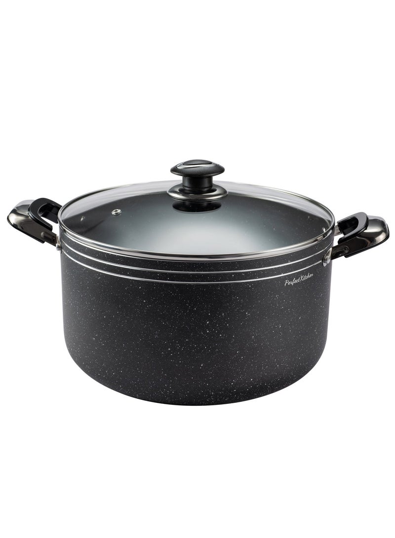 بيرفكت كيتشن طقم قدورالمنيوم مطليه جرانيت غيرلاصقه لون أسود مكون من 7 قطع مع اغطيه زجاجية - Image 5