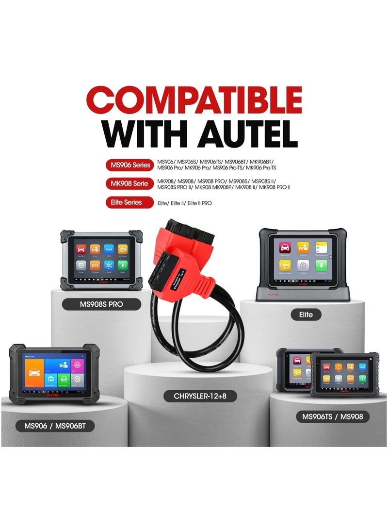 Autel - Autel OBD2 Adapter for Chrysler 12+8 Programming Cable Connector  Bypass Gateway Protocol Cable Maxisys MS906 Ms906S Ms906BT Ms906 Pro Ms906 Pro-Ts Mk908 Pro II Ms909 Ms919 Ultra Ultra EV - Image 1