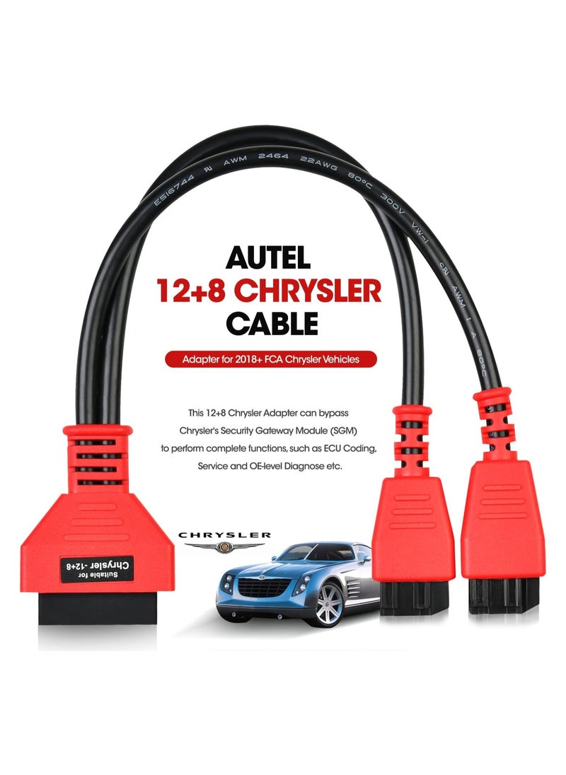 Autel - Autel OBD2 Adapter for Chrysler 12+8 Programming Cable Connector  Bypass Gateway Protocol Cable Maxisys MS906 Ms906S Ms906BT Ms906 Pro Ms906 Pro-Ts Mk908 Pro II Ms909 Ms919 Ultra Ultra EV - Image 1