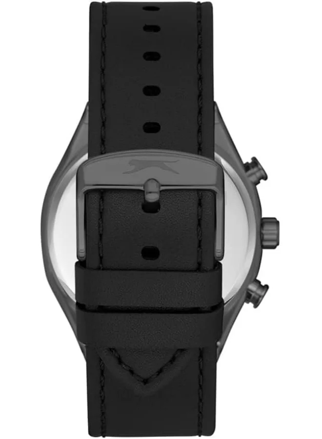 سلازنجر Men's Quartz Movement Watch, Multi Function Display and Leather Strap - SL.9.6504.2.02, Black