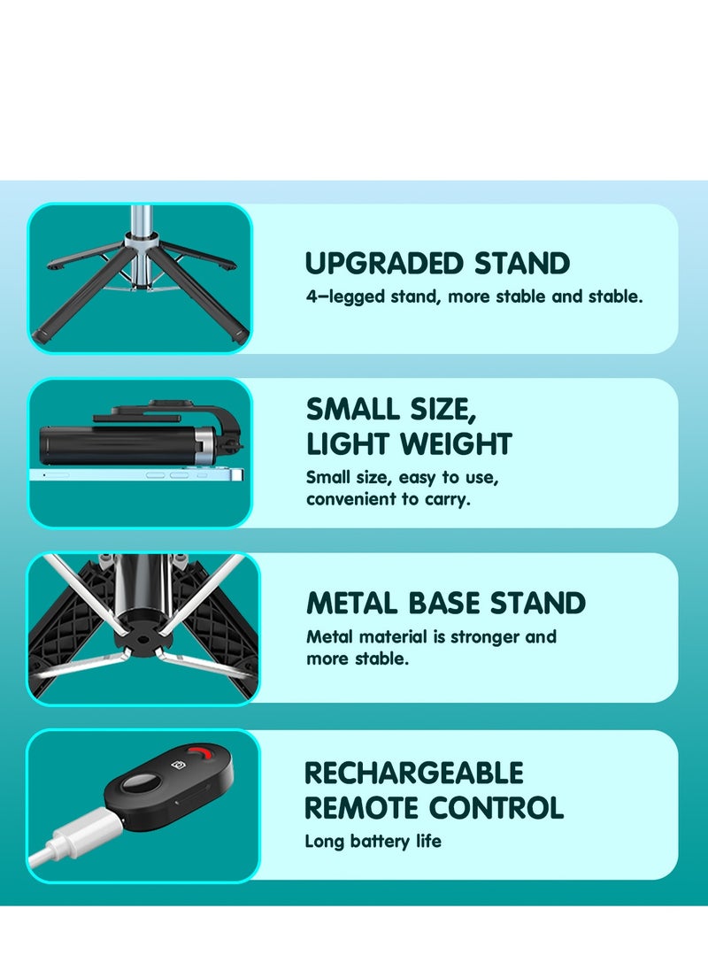 Generic - Telescopic Selfie Stick Tripod, Bluetooth Remote Control, Suitable for Various Scenes, Black - Image 1
