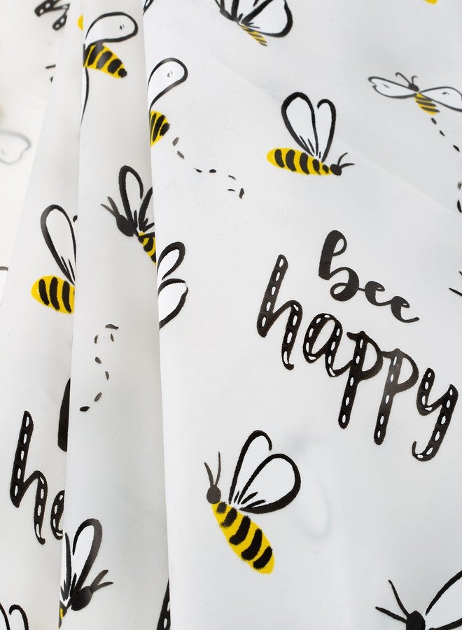 Bath Bliss Bathroom Bee Happy Design Shower Curtain | Dimensions: 70" x 72" | Lightweight | Bathroom | Shower Accessories | Weighted Hem | Light Filtering | White - Image 4