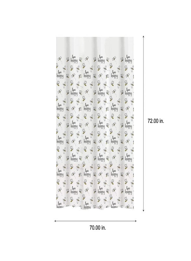 Bath Bliss Bathroom Bee Happy Design Shower Curtain | Dimensions: 70" x 72" | Lightweight | Bathroom | Shower Accessories | Weighted Hem | Light Filtering | White - Image 5