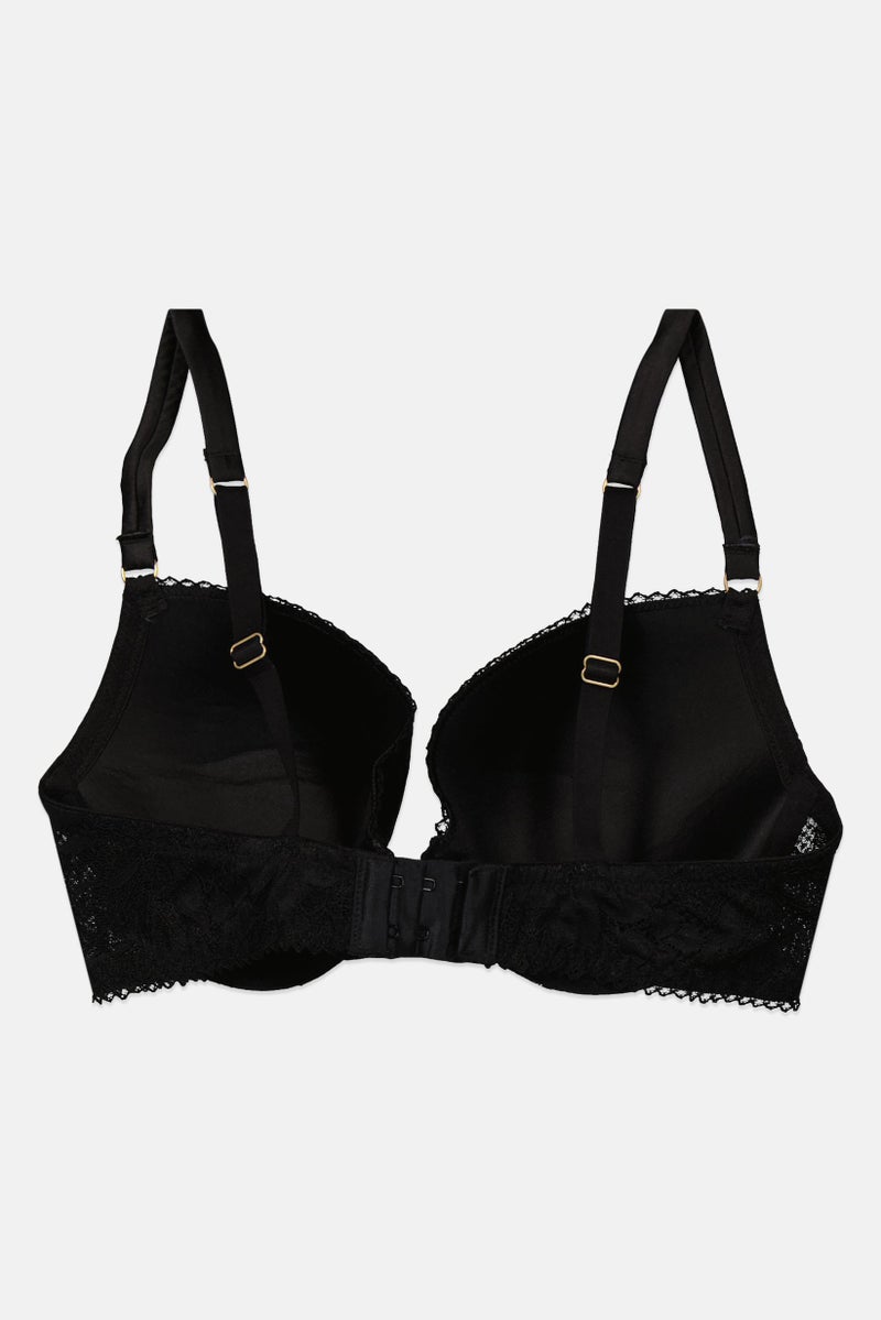 Etam Women Textured Lightly Padded Bra, Black - Image 2