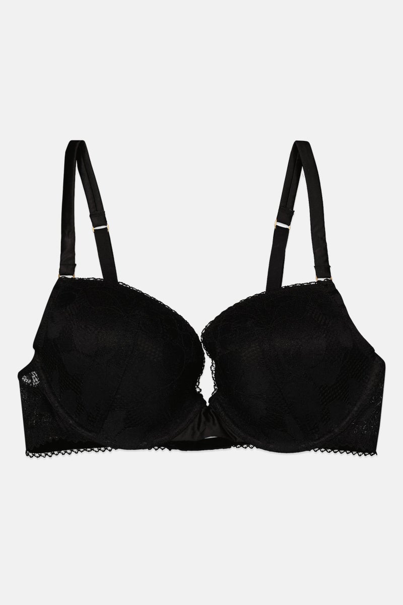 Etam Women Textured Lightly Padded Bra, Black - Image 1