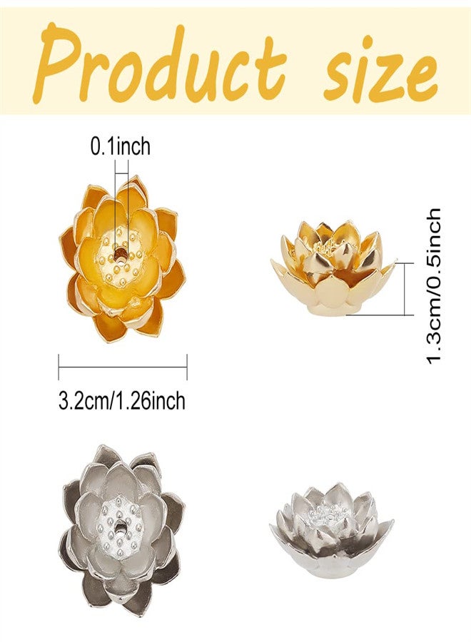 Excefore 4pcs Metal Incense Holders, Mini Lotus Alloy Incense Stick Burner, Incense Censer with Incense Ash Catcher for Home Decor, Yoga, SPA - Image 2