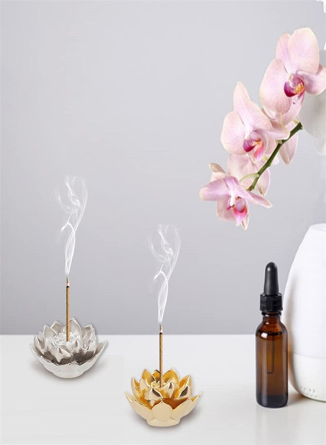 Excefore 4pcs Metal Incense Holders, Mini Lotus Alloy Incense Stick Burner, Incense Censer with Incense Ash Catcher for Home Decor, Yoga, SPA - Image 5