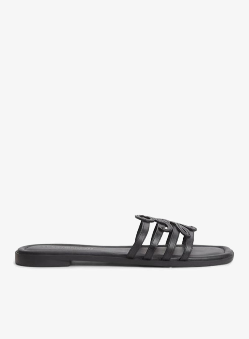 TOMMY HILFIGER Logo Strap Leather Mules - Image 1
