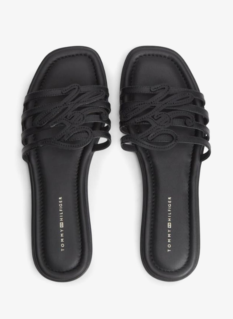 TOMMY HILFIGER Logo Strap Leather Mules - Image 5