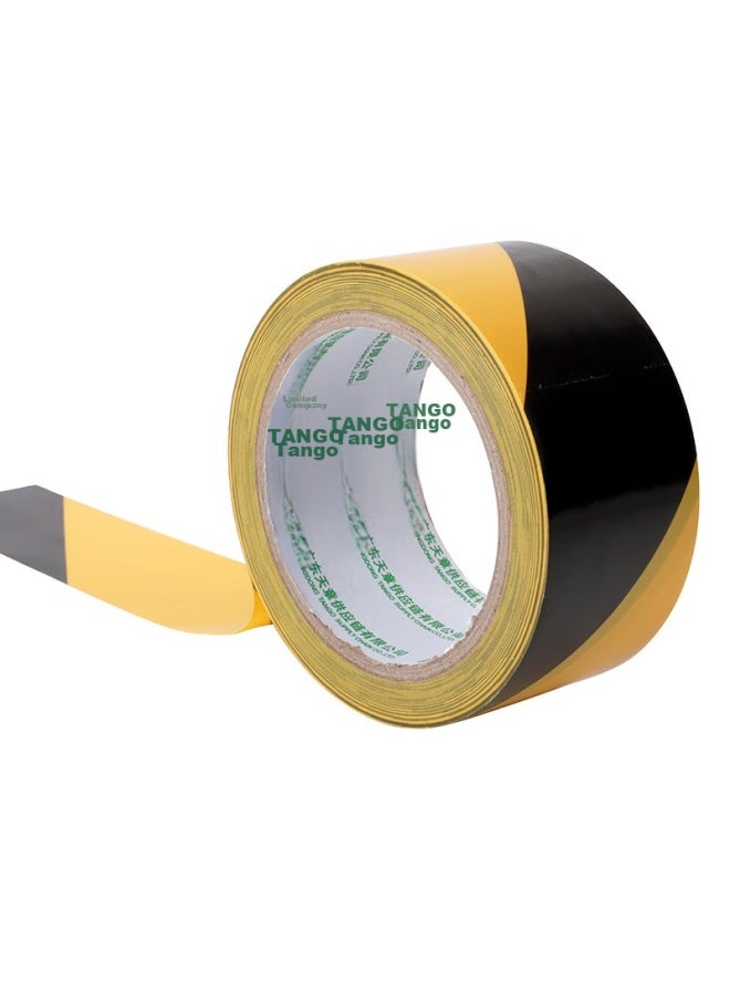 تانجو Tango Pvc شريط تحذيري، نمط قطري أسود وأصفر، 48mm*23m*6 Rolls، نمط زيبرا للمستودعات، شريط أرضي لتحديد الخطوط، شريط أمان للأرضيات، ملصق تحديد المواقع، تحذير - Image 4