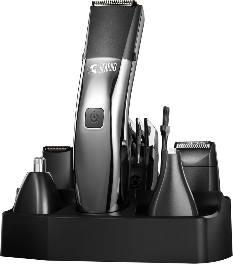 Beardo Chrome Beast Multipurpose Full Body Groomer Trimmer Set For Men | 40 Length Settings | 8 attachments | Beard/Hair/Body/Precision/Ear/Nose Trimmer|With Dock|90 min. run time | All-in-1 trimmer - Image 1