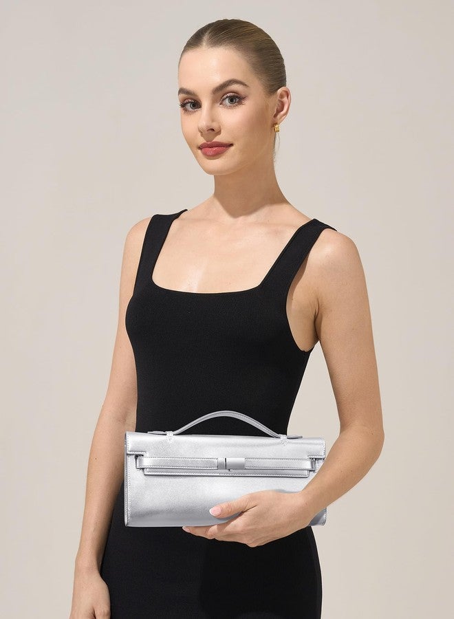 CHUNLI PU Leather Clutch Purses for Women, Trendy Ladies Top Handle Bag for Evening Work Business Daily Use - Image 2