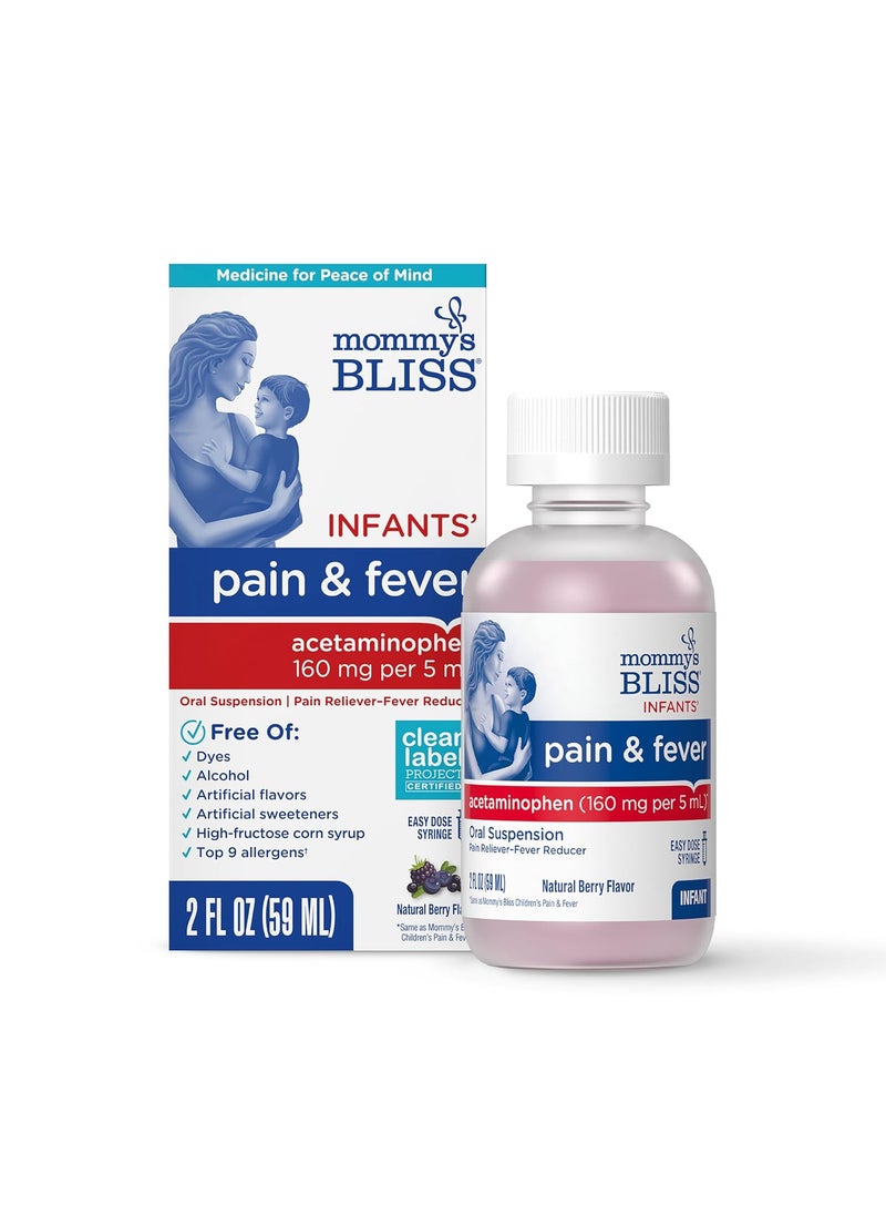 Mommy's Bliss Mommy's Bliss Infants' Pain and Fever Reducer, Baby Acetaminophen, Dye Free, Delicious Mixed Berry Flavor, Ages 2+, 2 Fluid Ounces 
