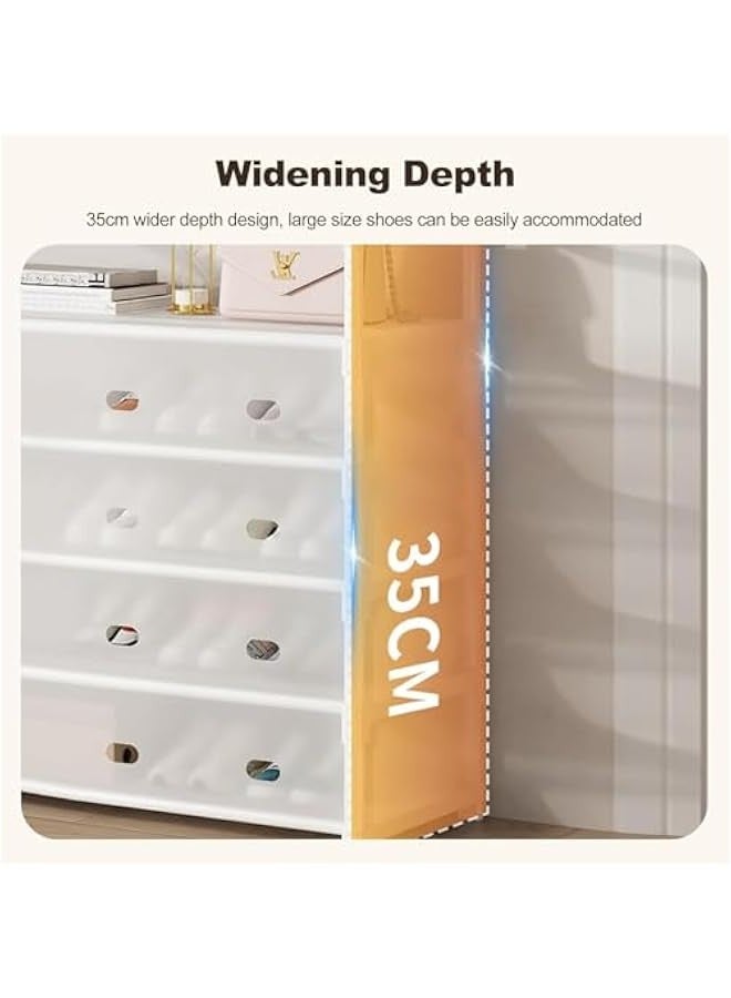 تراسل رف معطف وحامل أحذية من 5 طبقات، رف أحذية وقاية من الغبار، رف مدخل مدخل، علاقة معاطف وحامل أحذية 3 في 1، حامل معاطف مع تخزين أحذية، رف مدخل مع خطافات لحقيبة أحذية الملابس والأحذية والقبعات - Image 3