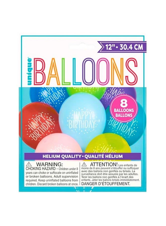 Unique Assorted Colors Balloon Party Birthday Latex Balloons - 12" (Pack of 8) - Perfect for Birthday Celebrations & Parties - Image 4