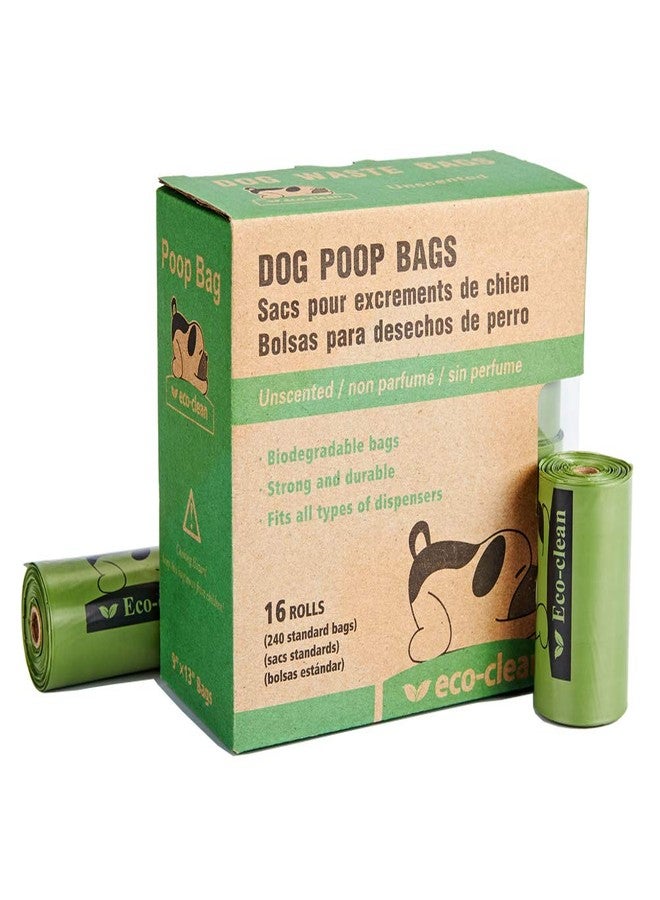 Eco Clean ECO-CLEAN Poop Bags Biodegradable, 16 Rolls/240 Bags, Dog Waste Bags, Unscented, Leak-Proof, Easy Tear- Off - Image 1