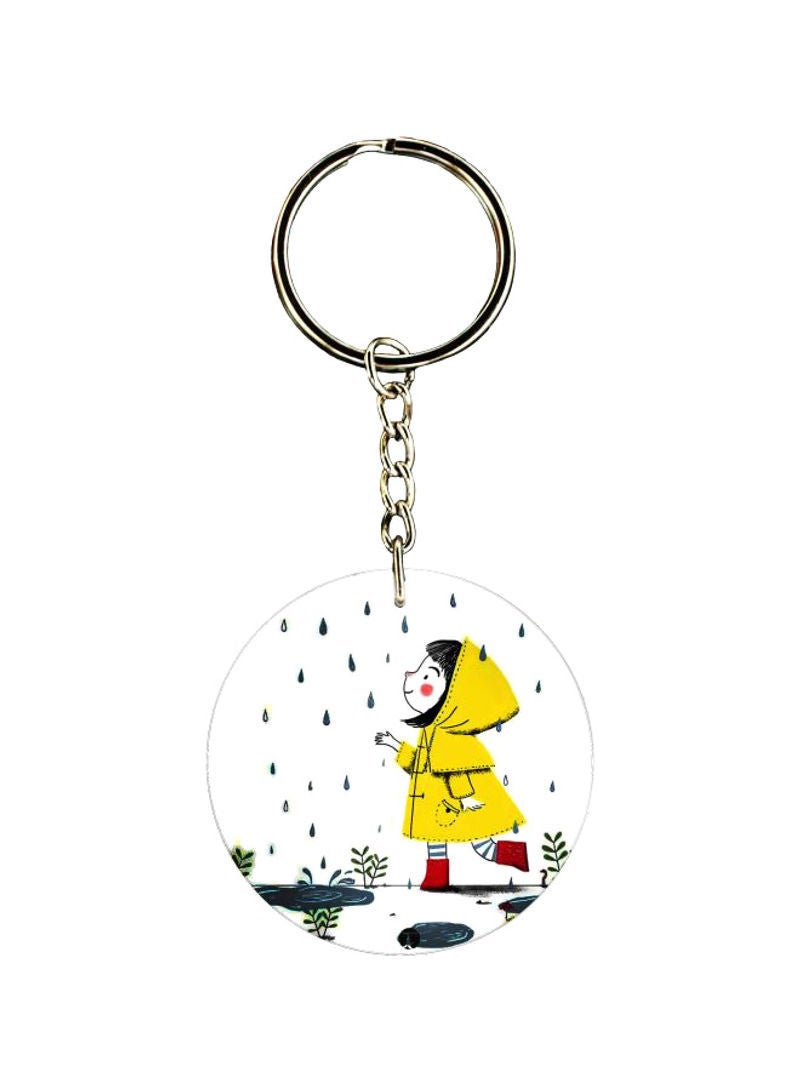 RKN Double Sided Child In Rain Printed Keychain