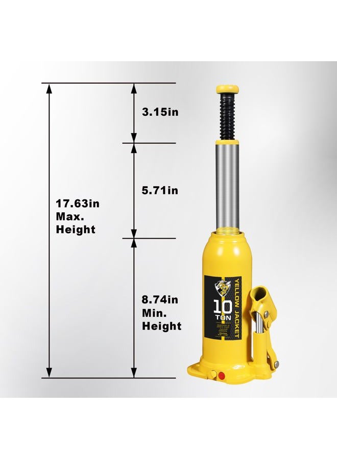 Yellow Jacket 10 Ton Muti-Directional Welded Bottle Jack (20,000lb), Horizontal Bottle Jacks Use for Car, Pickup, Truck, RV, Auto Repair, Hydraulic Bottle Jack, Yellow - Image 2