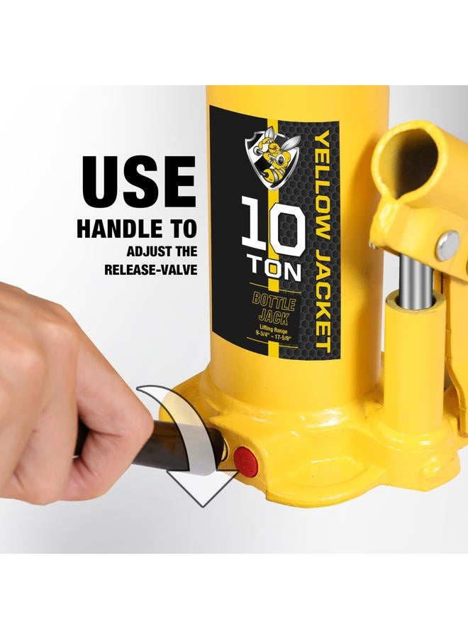 Yellow Jacket 10 Ton Muti-Directional Welded Bottle Jack (20,000lb), Horizontal Bottle Jacks Use for Car, Pickup, Truck, RV, Auto Repair, Hydraulic Bottle Jack, Yellow - Image 5