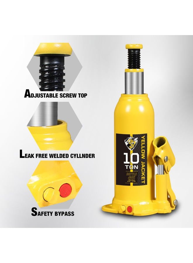 Yellow Jacket 10 Ton Muti-Directional Welded Bottle Jack (20,000lb), Horizontal Bottle Jacks Use for Car, Pickup, Truck, RV, Auto Repair, Hydraulic Bottle Jack, Yellow - Image 4
