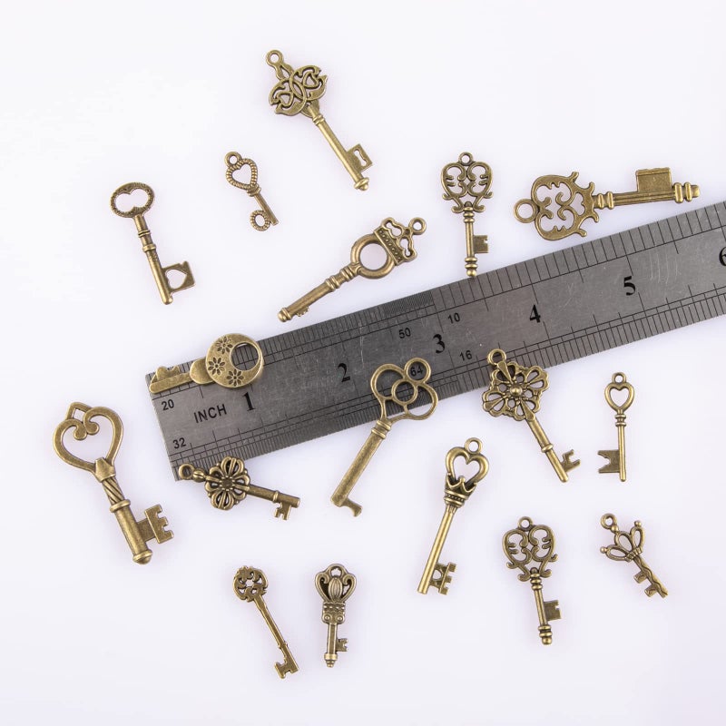 CHuangQi 125pcs/6oz Vintage Skeleton Keys Set, Steampunk Key Necklace, Antique Bronze Charms Pendants, DIY Handcrafts Jewelry Making, Wedding & Birthday Party Favors - Image 3