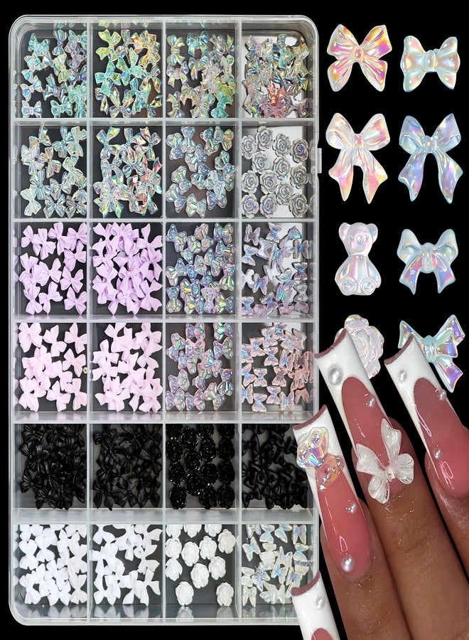 Lifextol Bow Nail Charms and Gems Junk Case Charms Rhinestones Nails Pearls 3D Charm Jewels for Fingernail Art, Pink Nail Rhinestones Set Fingernail Y2K for Acrylic Press on Nails Charm Kit - Image 1