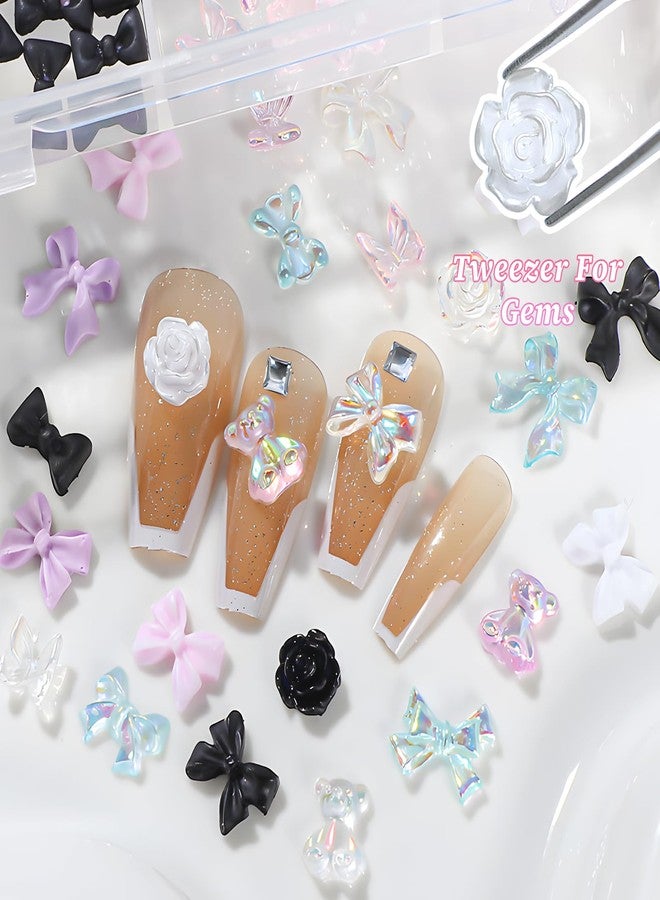 Lifextol Bow Nail Charms and Gems Junk Case Charms Rhinestones Nails Pearls 3D Charm Jewels for Fingernail Art, Pink Nail Rhinestones Set Fingernail Y2K for Acrylic Press on Nails Charm Kit - Image 2