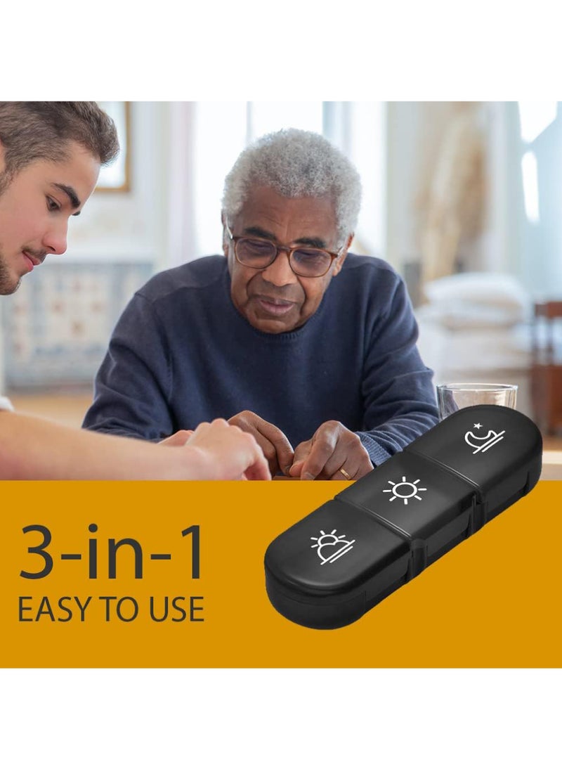 Rock Pow Portable Pill Organizer 3 Times in Day for 1 Week - Light-Proof for Travel, Daily Use, Portable Pill Box - Case for Multi Vitamins, Pills, Medicine, Fish Oils, Supplements (Black) - Image 3