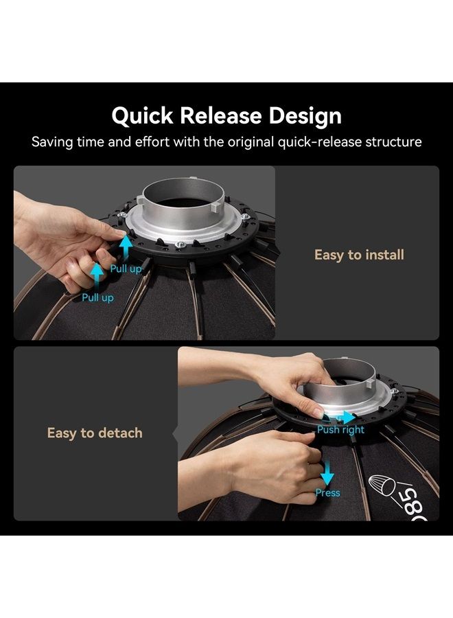 SMALLRIG Parabolic Softbox LA-D65 65cm Quick Release, Compatible with SmallRig RC 120D/RC 120B/RC 220D/RC220B and Other Bowens Mount Light- 4157 - Image 2