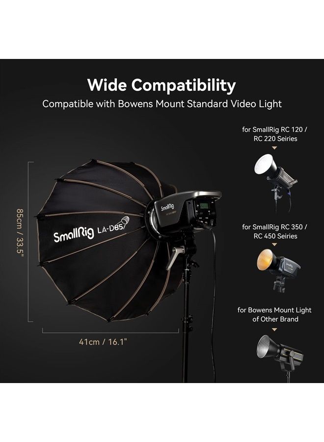SMALLRIG Parabolic Softbox LA-D65 65cm Quick Release, Compatible with SmallRig RC 120D/RC 120B/RC 220D/RC220B and Other Bowens Mount Light- 4157 - Image 3