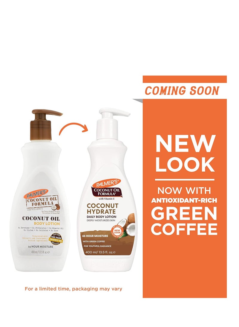 PALMER'S - Palmer's Coconut Oil Formula Body Lotion for Dry Skin, Hand & Body Moisturizer with Green Coffee Extract & Vitamin E, Pump Bottle, 13.5 Fl Oz (Pack of 1) - Image 1