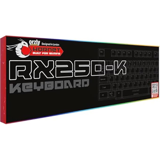 Orzly GAMING KEYBOARD RGB USB WIRED RAINBOW KEYBOARD DESIGNED FOR PC GAMERS, PS4, PS5, LAPTOP, XBOX, NINTENDO SWITCH, RX-250 HORNET EDITION (BLACK) BRAND: - Image 2