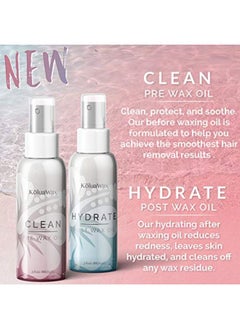 KoluaWax Hydrate At Home Waxing Kit Oils - Pre Wax Cleanser Preps & Protects Skin - Post Body & Facial Wax Oil Soothes, Reduces Redness, Removes Residue - Make Hair Removal Easy By Koluawax, 3 Oz. Each  - Image 2