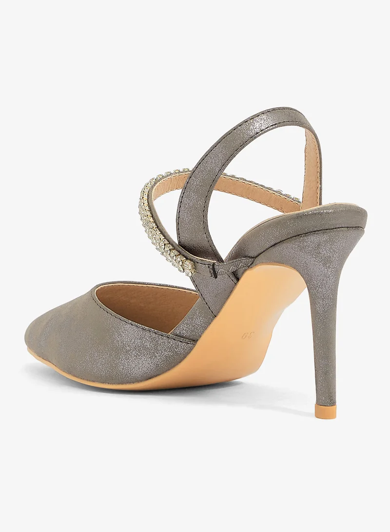Khizana Grey Cutout side, diamante bar strap for Women | Best Price UAE