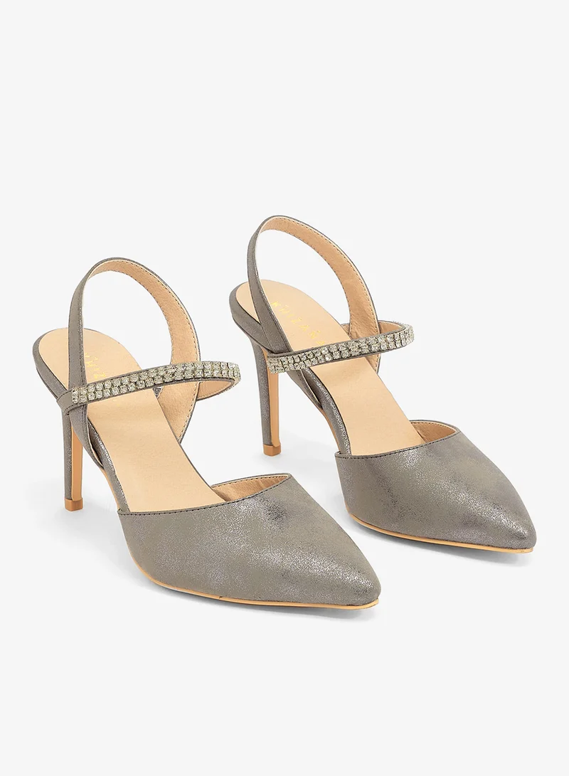 Khizana Grey Cutout side, diamante bar strap for Women | Best Price UAE
