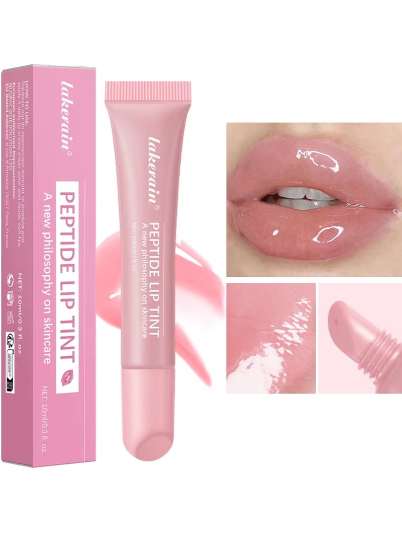 lakerain Peptide Lip Tint 2 in 1 Lip Gloss and Lip Treatment Plumper and Softer Lips Restore Replenish Dry Lips Lip Color Lipstick Lip Gloss Hydrating Moisturizing Lip Gloss 10ml Pure Pink 01 - Image 1