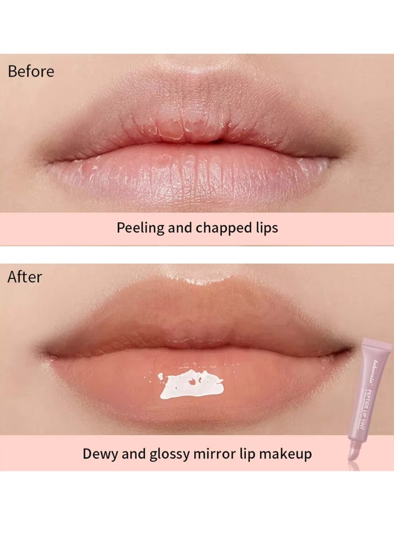 lakerain Peptide Lip Tint 2 in 1 Lip Gloss and Lip Treatment Plumper and Softer Lips Restore Replenish Dry Lips Lip Color Lipstick Lip Gloss Hydrating Moisturizing Lip Gloss 10ml Pure Pink 01 - Image 3