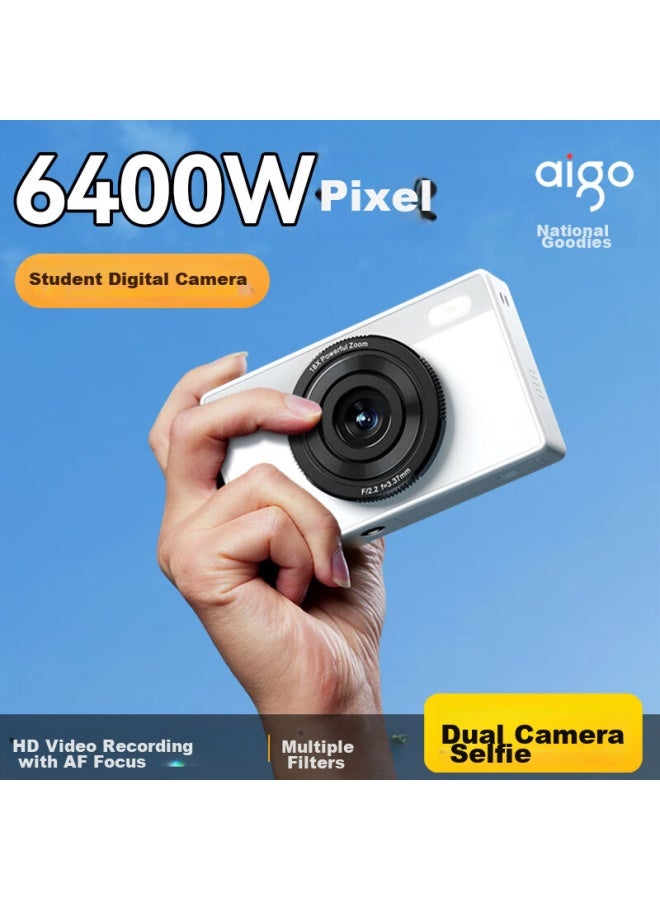 Aigo E6 Student Digital Camera For Women, Entry-level High-definition Retro Compact Point-and Camera, High-definition Travel Ccd Alternative, Front And Rear Dual Cameras For Selfies, 64gb Pink - Image 4
