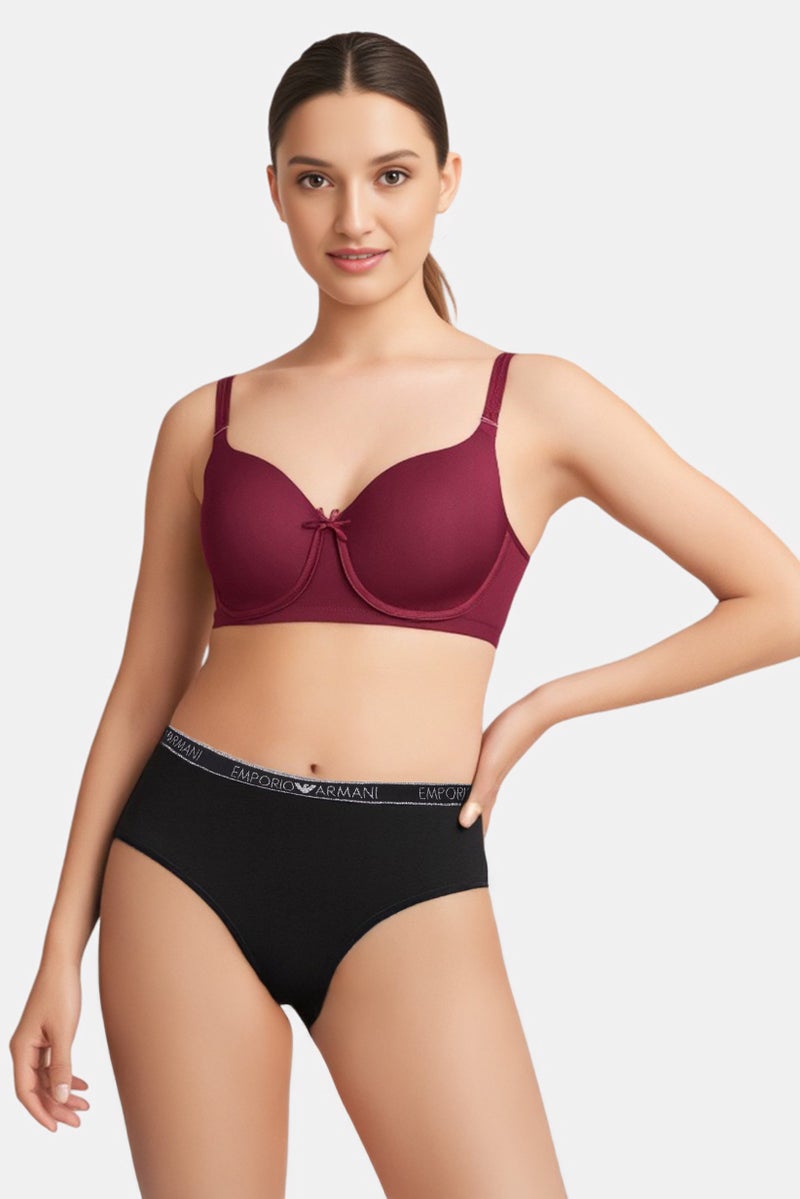 EMPORIO ARMANI Women Brand Logo Panty, Black - Image 1