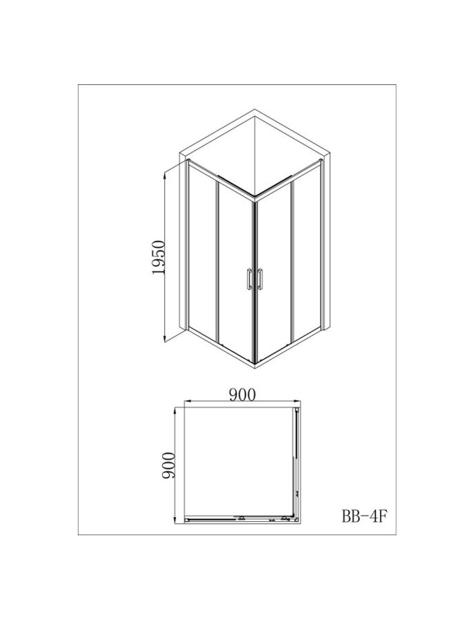 DANUBE HOME Milano Shower Cubicle 900*900*1950 Matte Black (Bb-4F)-Square Made In China  - Image 2