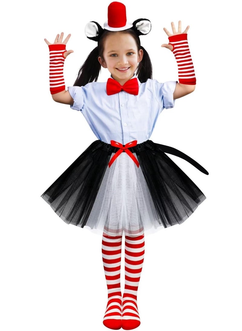 NajmStyle Cat Cosplay Costume Set for Kids, Including Cat Ear, Top Hat, Headband Tutu, Skirt,Bowtie, Cat Tail, Socks, Gloves, Suitable for Party Cosplay Dress Up - Image 5