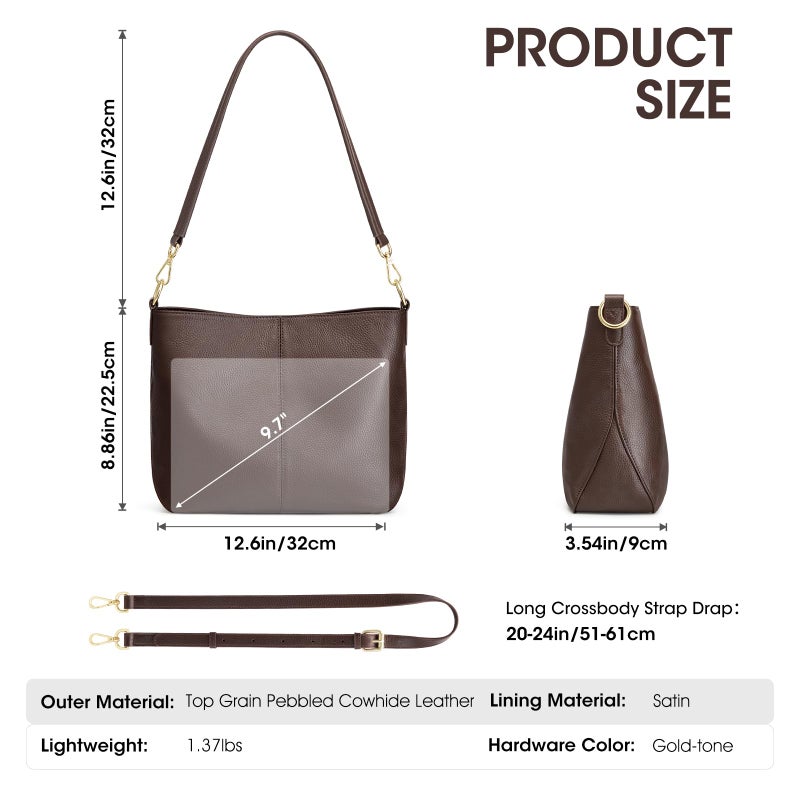Kattee Leather Crossbody Bags for Women, Crossbody Purses for Women, Women's Handbags Hobo Bag with Adjustable Strapï¼ŒCoffee - Image 3