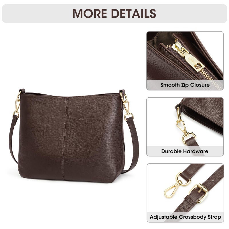 Kattee Leather Crossbody Bags for Women, Crossbody Purses for Women, Women's Handbags Hobo Bag with Adjustable Strapï¼ŒCoffee - Image 5
