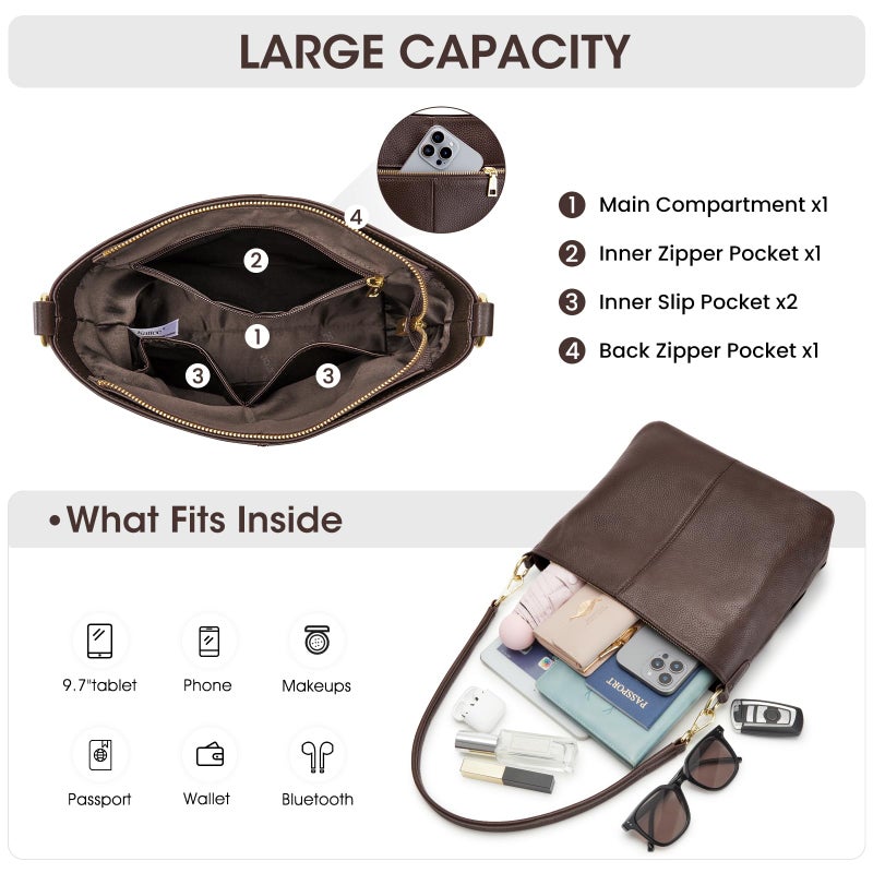 Kattee Leather Crossbody Bags for Women, Crossbody Purses for Women, Women's Handbags Hobo Bag with Adjustable Strapï¼ŒCoffee - Image 4
